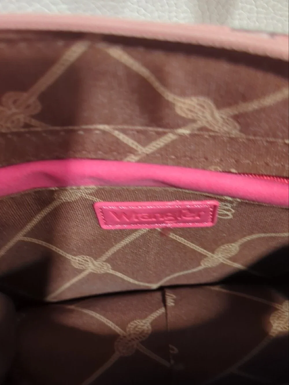 Mini Wrangler Pink Aztec Pattern Satchel with Tan Accents